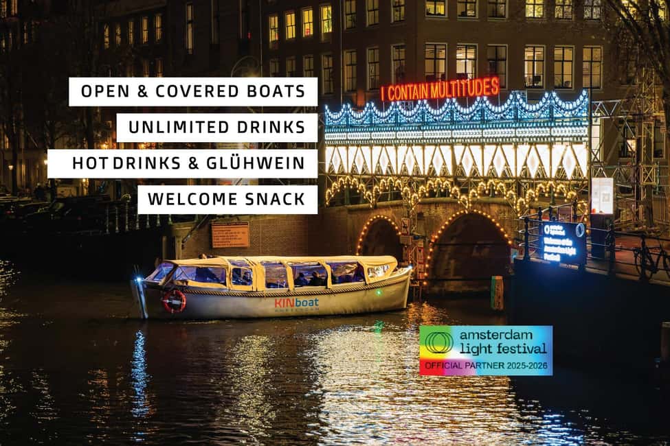 Amsterdam: Light Festival Boat Tour with Warm Drinks - KINboat’s Open Boat Comfort: Blankets, Tea, and Getting the Best Sightlines