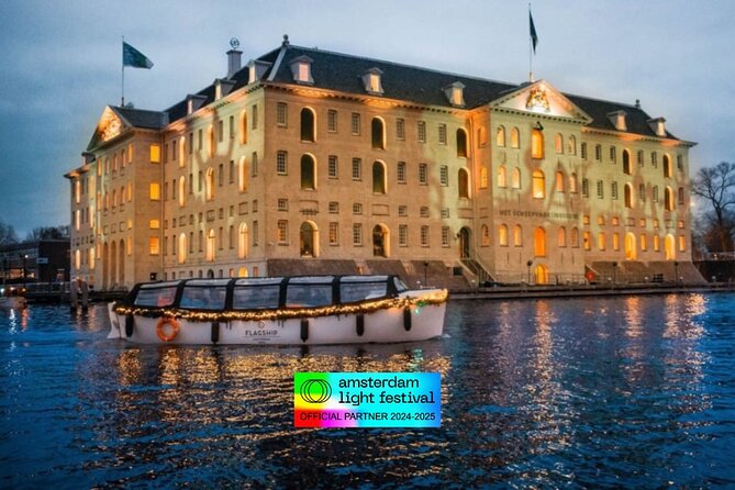 Amsterdam Light Festival: Cruise Unlimited Drinks & Bite option - The Floating Flower Market From the Water